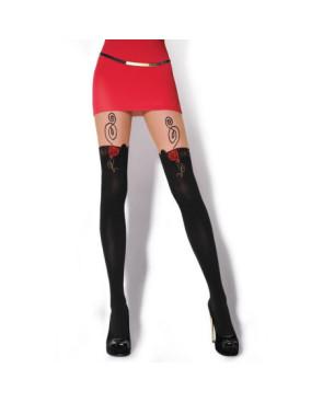 Collant Gabriella cuissarde fleurie