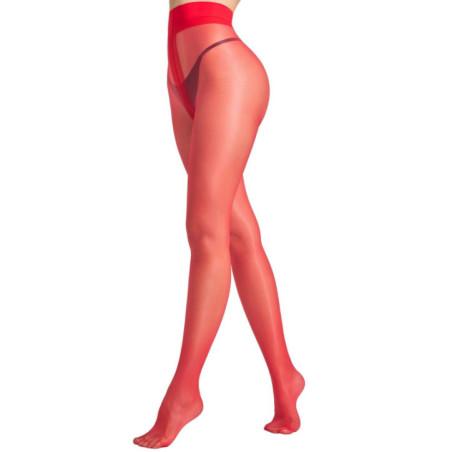Collant Fin soupçon transparent  Rouge