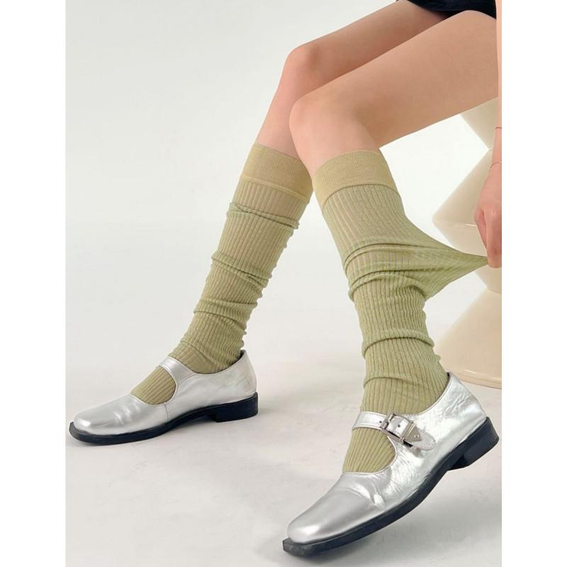 Mi-bas-fines-cotes-chics-viscose-et-soie-vert
