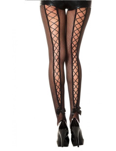 Collant resille noir à laçage sexy