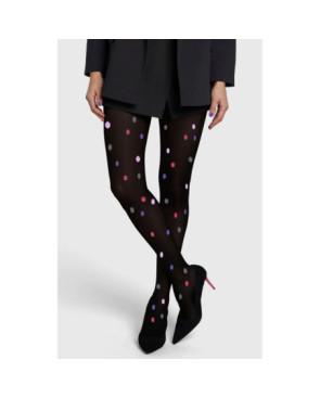 Collant-opaque-NOIRE-à-pois-multi-couleurs