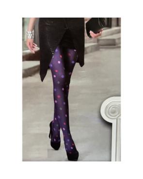 Collant-opaque-marine-à-pois-multi-couleurs
