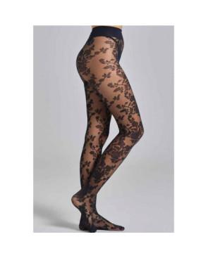 Collant dentelle bouquet fleuri tulle fin