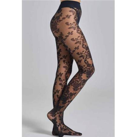 Collant dentelle bouquet fleuri tulle fin