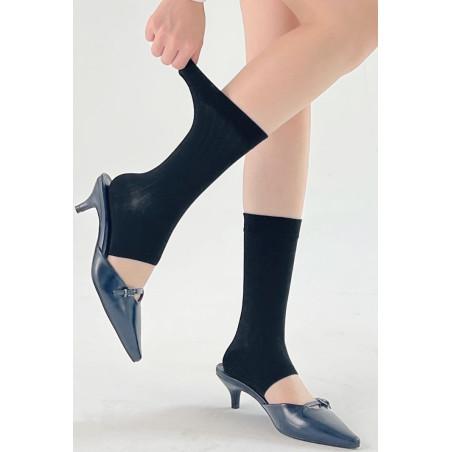 chaussettes-ouvertes-fines-coton-d-été-cotes-noir