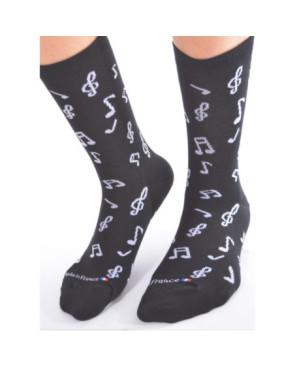 Chaussettes notes de musiques noires et blanches