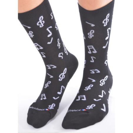Chaussettes notes de musiques noires et blanches