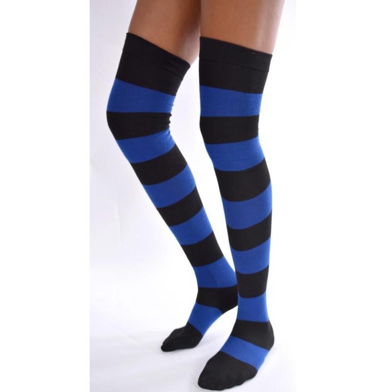 Jambières coton rayées Noires et bleues