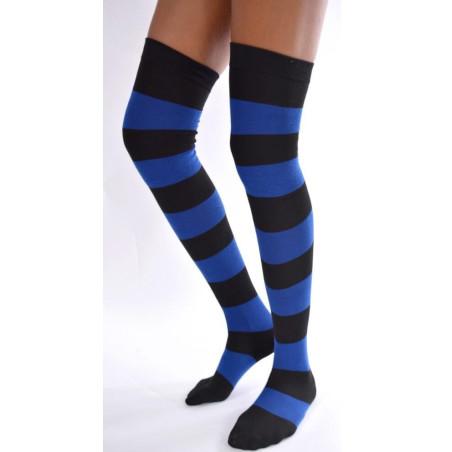 Jambières coton rayées Noires et bleues