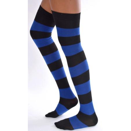 Jambières coton rayées Noires et bleues