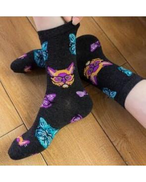 Chaussettes chats délire binocles