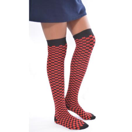 Jambière coton tendance carreaux noires et rouges