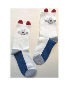  Chaussettes ourson bleu blanc rouge