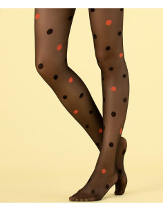 collant à pois de couleurs fin