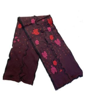 écharpe-berthe-aux-grands-pieds-hiver-coton-bordeaux-a-fleurs-a-plat