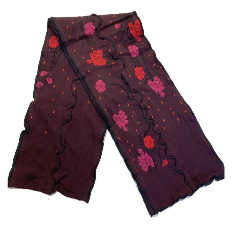 Echarpe Berthe aux grands Pieds Bordeaux Fleuri