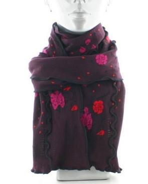 Echarpe Berthe aux grands Pieds Bordeaux Fleuri