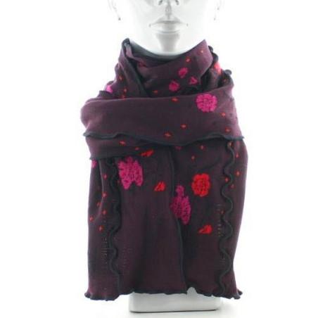 Echarpe Berthe aux grands Pieds Bordeaux Fleuri