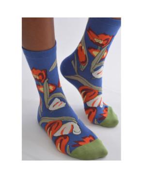 Chaussettes Bleu roi Bouquet de Tulipes