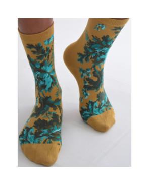 Chaussettes Moutarde Fleurs Abstraites