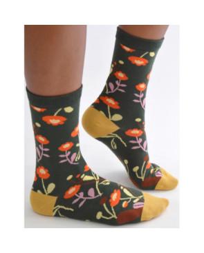 Chaussettes-les-petits-caprices-Vert-Oeillets-fleuris-profil