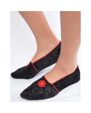 Chausson  Velours Flor rouge Anti dérapant Les Petits Caprices