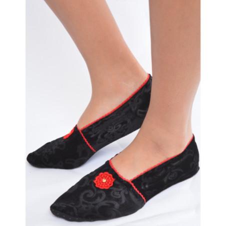 Chausson  Velours Flor rouge Anti dérapant Les Petits Caprices