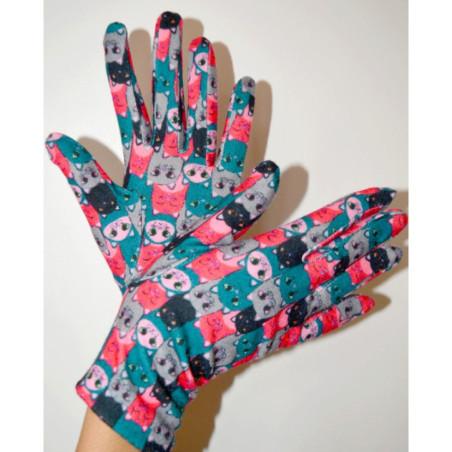 Gants-polaire-imprimé-les-petits-caprices-Smily-cats-noir