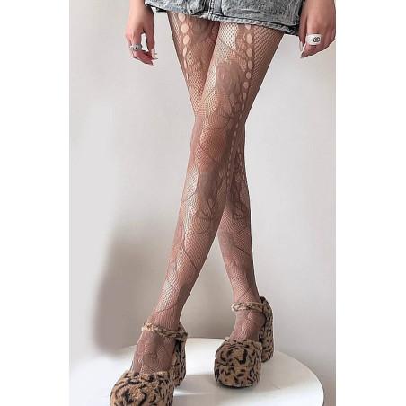 Collant résille Florale Caprices brun
