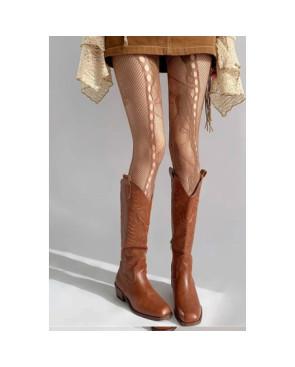  Collant-Resille-florale-lpc-marron