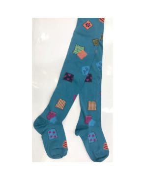 Collant Hiver Cronert coton cobalt rapiécé rigolo
