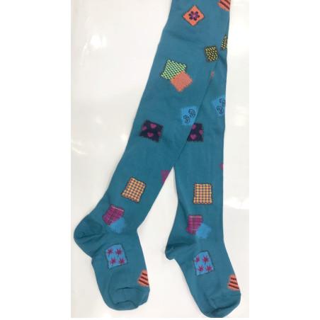 Collant Hiver Cronert coton cobalt rapiécé rigolo