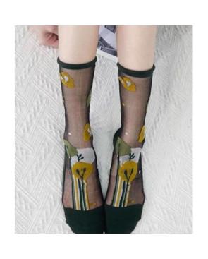 chaussettes-crystal-noir-grosse-feuilles-fleurs-porté