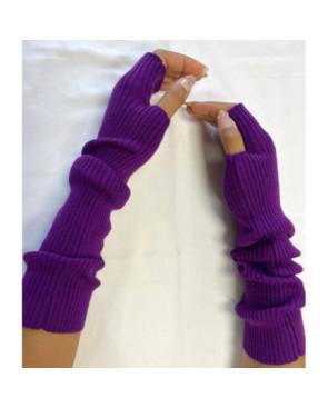Manchons cotes coton cachemire Violet