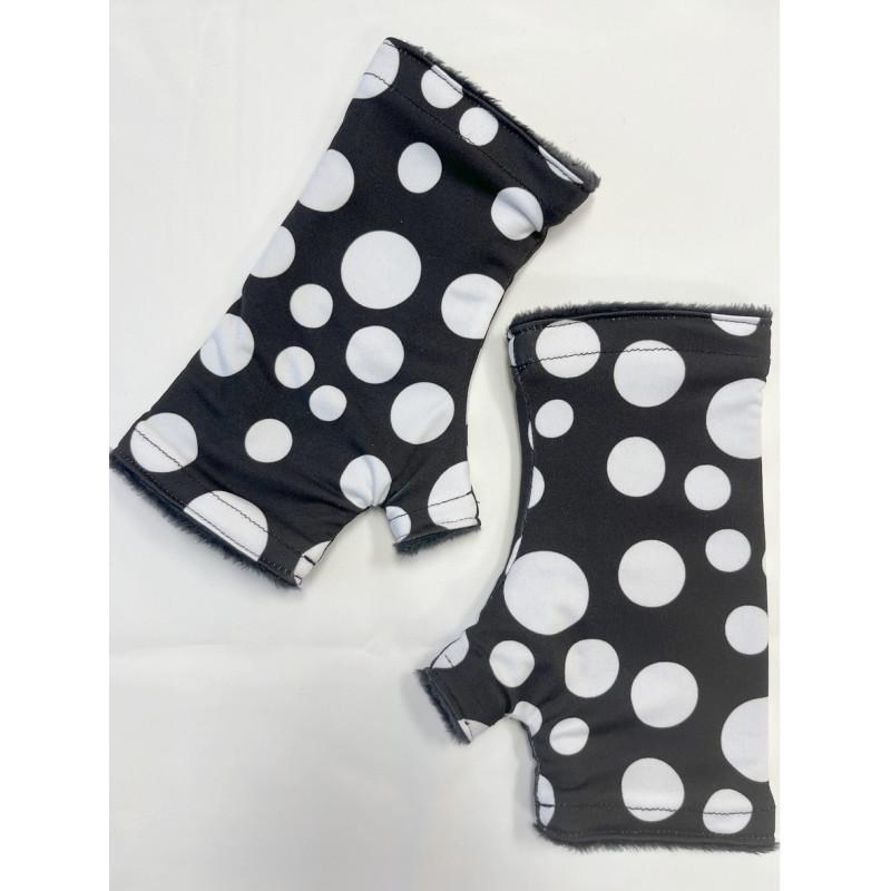 Mitaines Hiver Noire Pois Blanches polaire reversible
