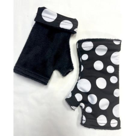 Mitaines Hiver Noire Pois Blanches polaire reversible