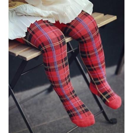 Collant enfant coton motif ecossais