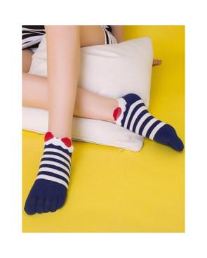 Chaussettes Japonaises 5 doigts Rayures et Noeud Pap