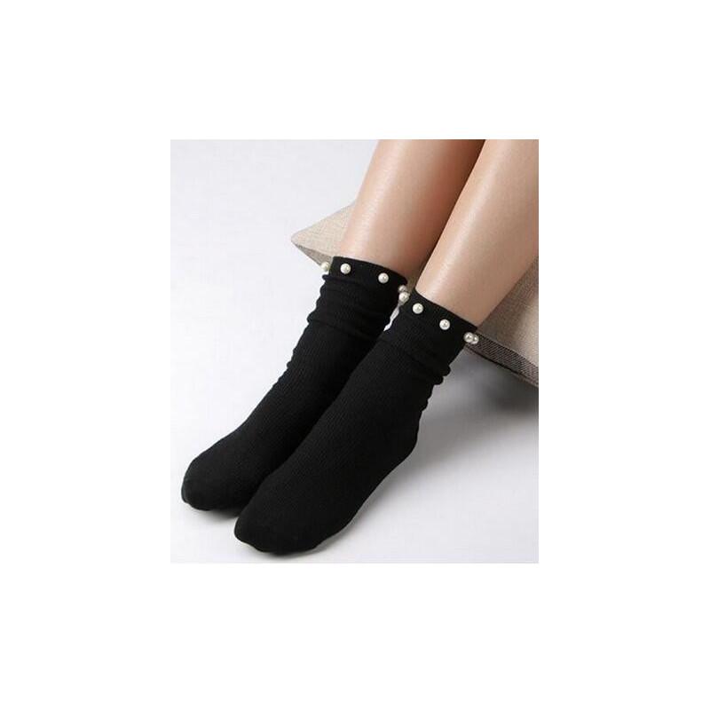 Chaussettes bord roulé à Perles