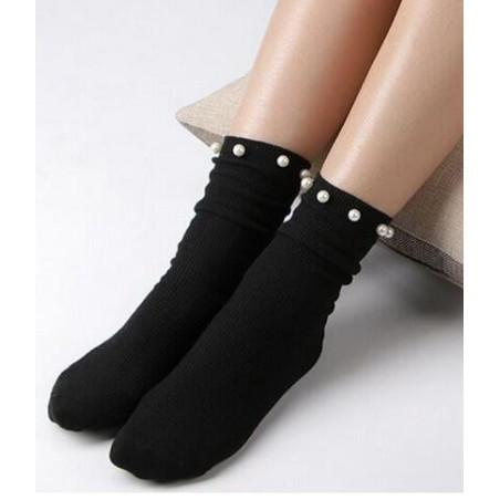 Chaussettes bord roulé à Perles