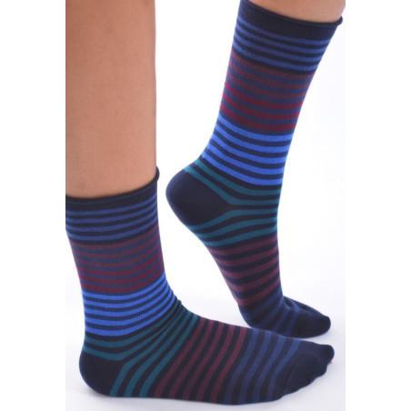 Chaussettes bord roulé Cronert Rayures rouges
