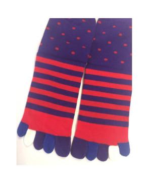 Chaussettes 5 doigts Rayures et Pois Homme