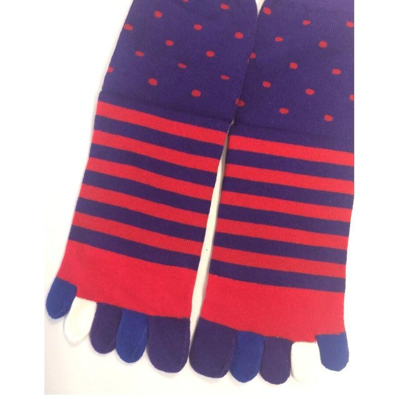 Chaussettes 5 doigts Rayures et Pois Homme