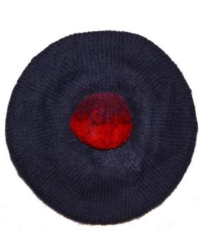 Bonnet à pompom en mohair marine