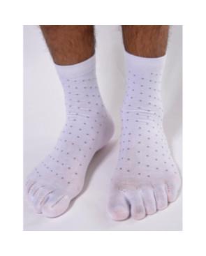 chaussettes blanches 5 doigts petits pois