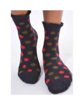 Chaussettes marine laine non comprimante à pois