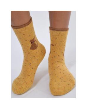 chaussettes hiver tendance moutarde chats noeud papillons