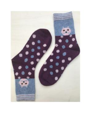  chaussettes laine angora Chat à pois