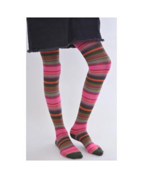 collant hiver multi rayures vert