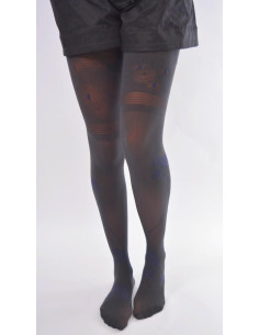 Collant opaque fantaisie Berthe aux grands pieds Feux d'artifices gris 2